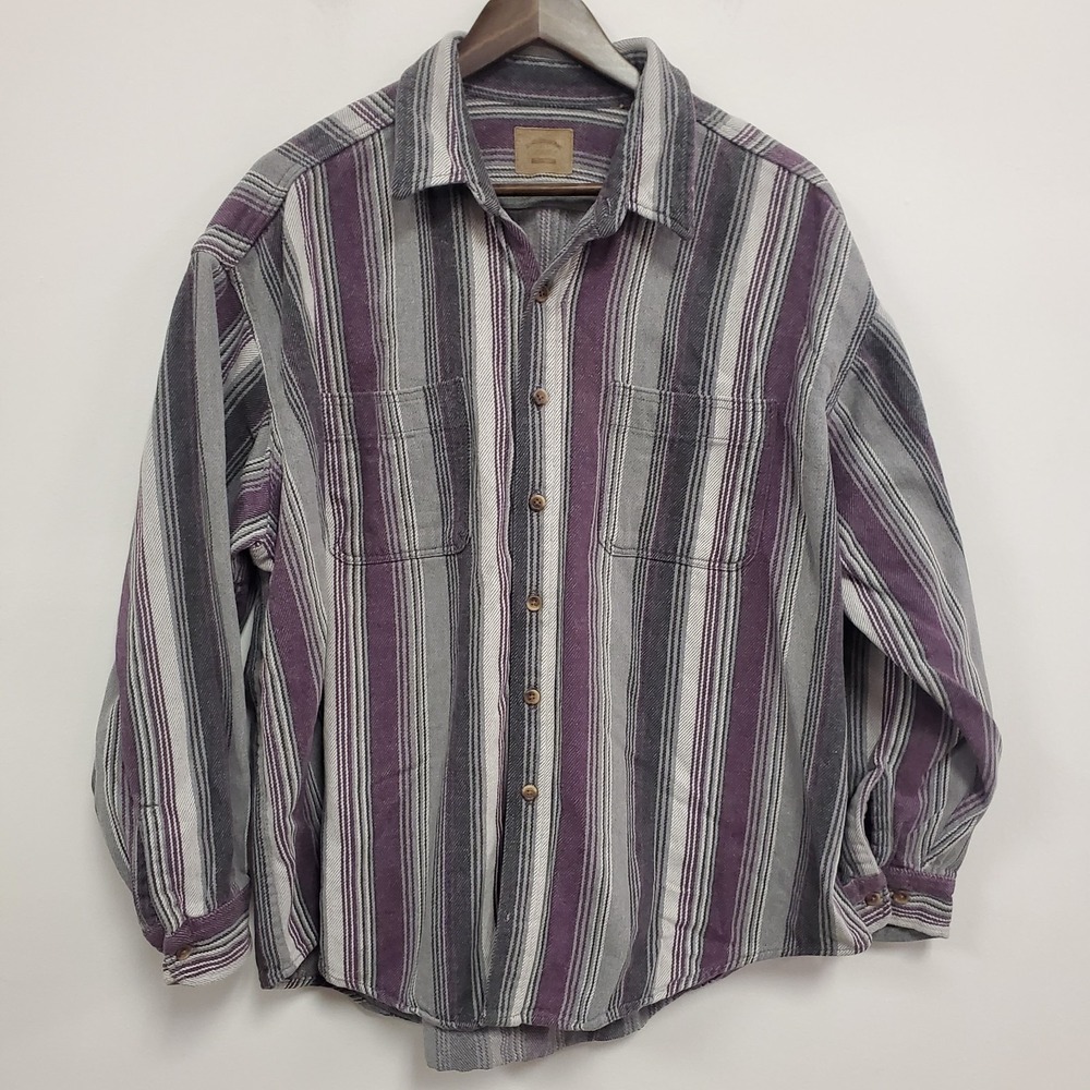 St Johns‎ Bay Mens Button Up Blanket Flannel Shirt Size 3XL Striped Southwestern